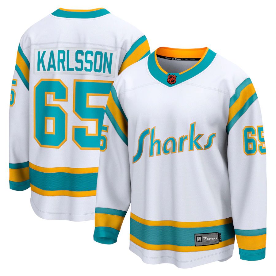 Men San Jose Sharks #65 Erik Karlsson Fanatics Branded White Special Edition Breakaway Player NHL Jersey